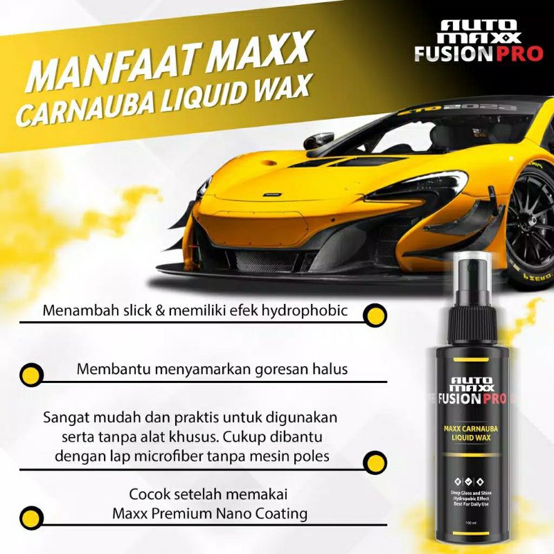 AUTO MAXX FUSHION PRO CARNAUBA LIQUID WAX PENGKILAP BODY MOBIL