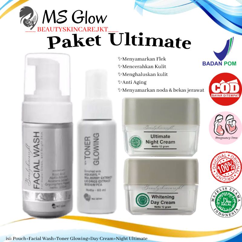 Ms Glow Paket Ultimate | Paket Wajah Ms Glow Penghilang Flek