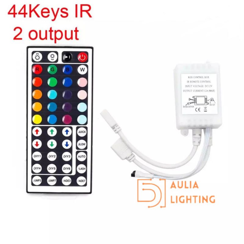 Controller led strip RGB 2 Cabang remote besar IR 44 tombol