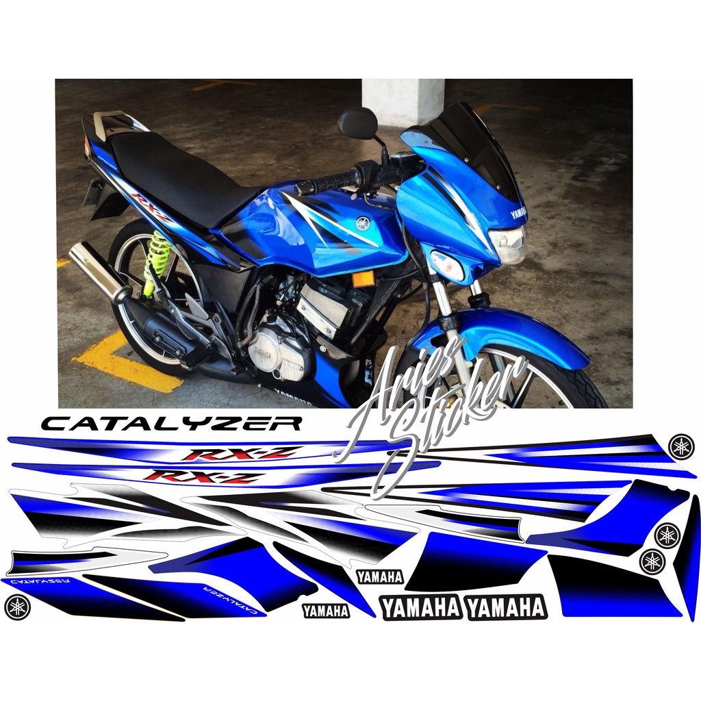 STRIPING STIKER RXZ RX Z CATALYZER BIRU HITAM