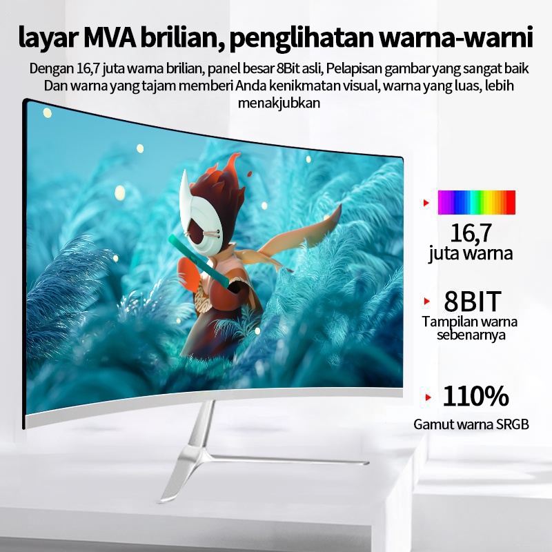 MIIGO layar melengkung 24 inci/27 inci, permainan, layar besar melengkung tinggi, （75HZ,144HZ）, definisi tinggi 1080P，gaming-termurah-terbaru