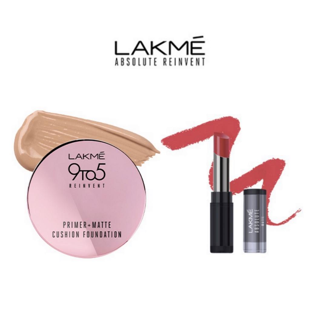 Lakmé  Primer Matte 05-Honey Bronze Velvet Matte 15 ml + Lakme Absolute Sculpt Matte Berry Punch