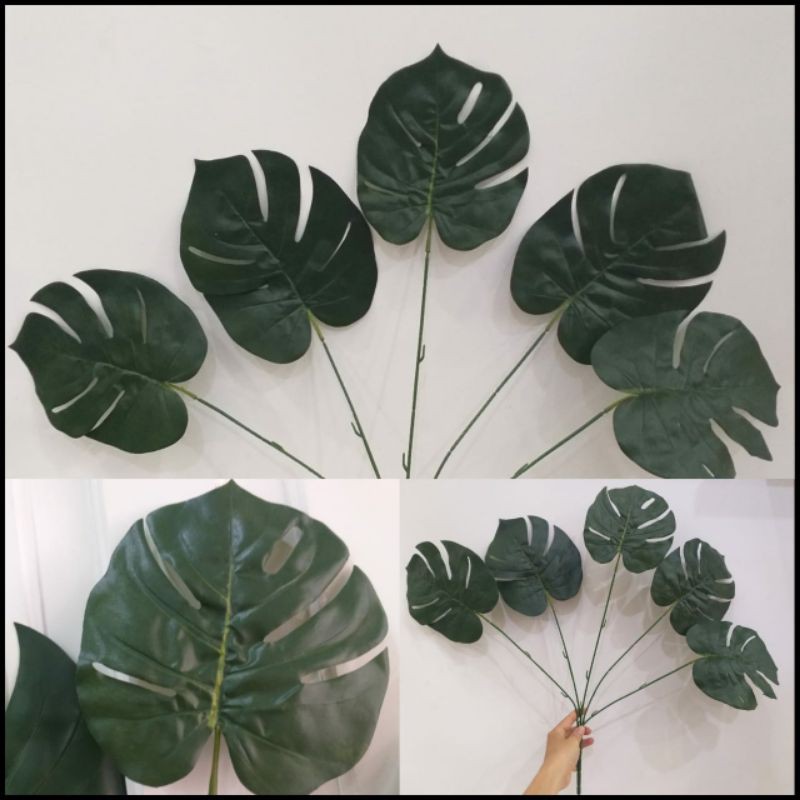 Monstera hijau / Monstera artificial / Daun Monstera artificial / Monstera Deliciosa / Daun palsu