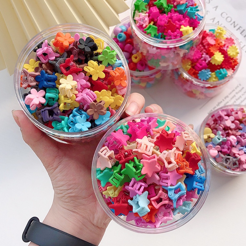 50 Pcs Jepit Rambut Bentuk Bunga Mini Warna-Warni Untuk Anak Perempuan