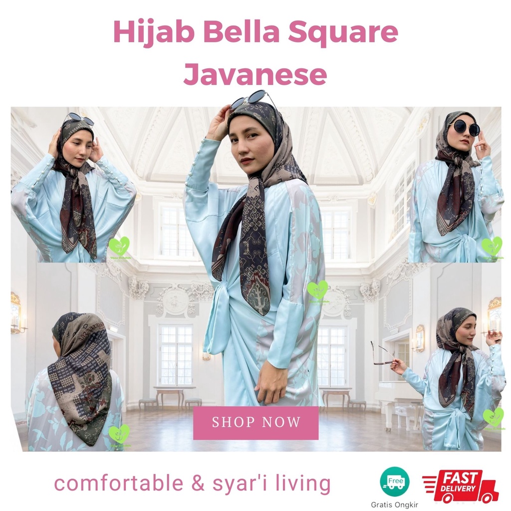 [Outfits] Hijab Bella Square Segi Empat Motif Cantik /Jilbab Bella Square / Kerudung / Krudung / Kudung Muslimah