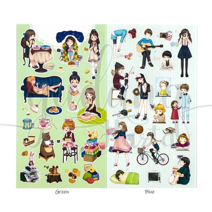 Stiker Manhwa Girl Sticker Motif Cewek Olahraga Bermusik Lucu DIY Scrapbook GH 303084