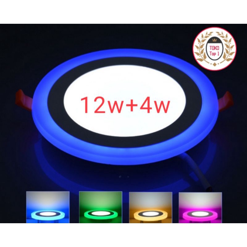 Panel Led 2 Warna 12w Putih + 4w pink Inbow /led   down light