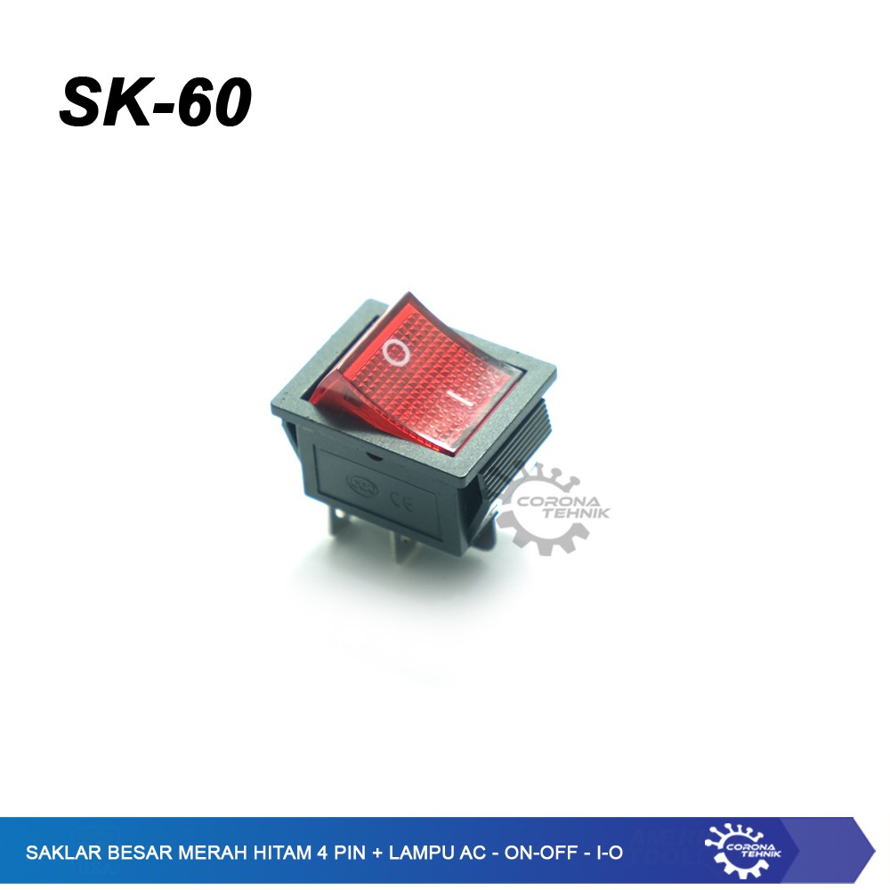 Saklar Besar Hitam 4 Pin - Lampu AC - ON-OFF- I -O