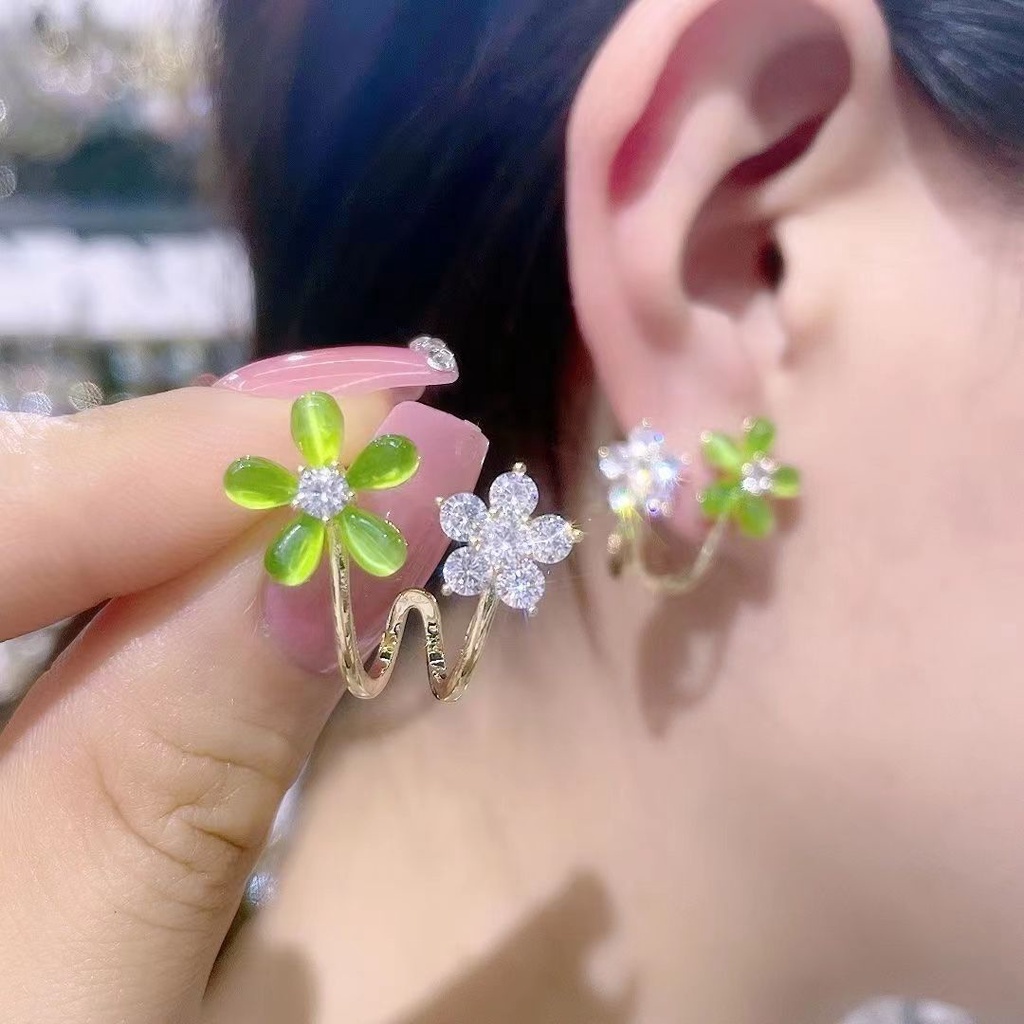 Anting Tusuk Sterling silver 925 Model Bunga Mewah Gaya Korea Untuk Wanita