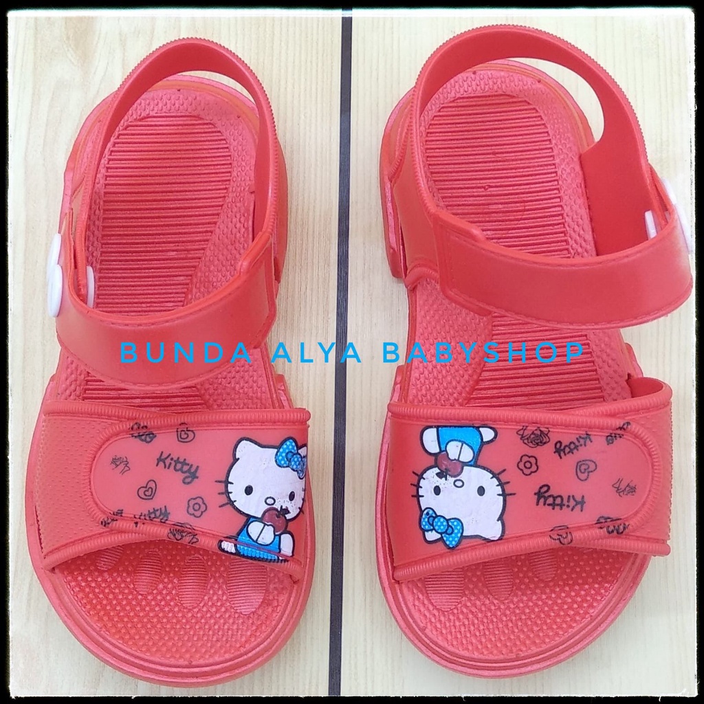 Sendal Anak Perempuan Usia 6 Bulan 1 2 3 4 Tahun Karet Elastis Empuk - Sepatu Sandal Anak Cewek Tali Karet Anti Licin MERAH Size 18 - 29