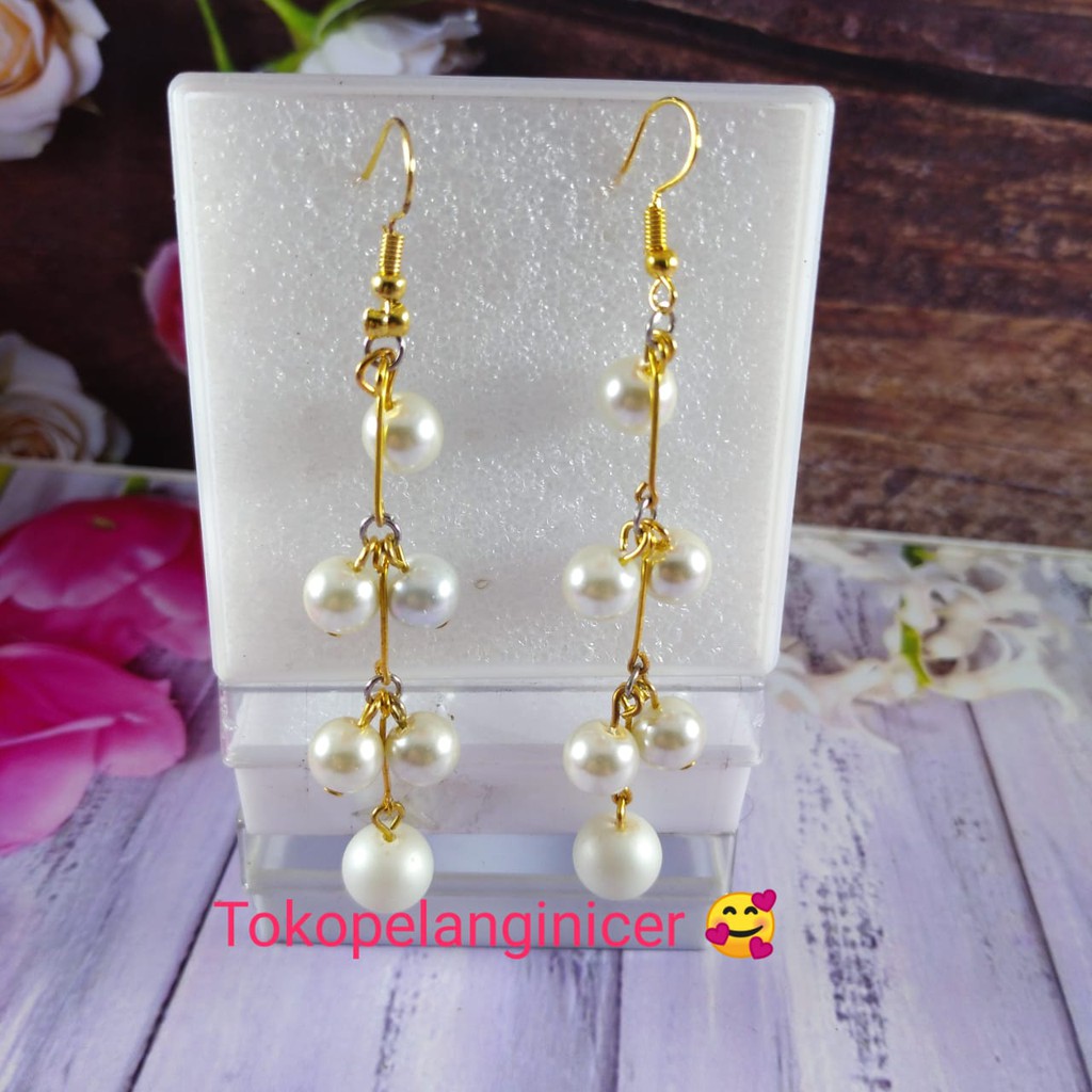 Anting mutiara susun  Handmade/Giwang korea murah / anting kekinian by  tokopelanginicer