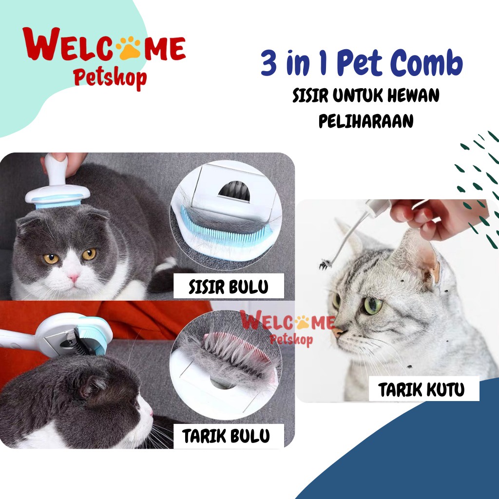 Pet Comb Sisir Bulu Anjing Kucing Kelinci Anti Fleas Ticks Kutu