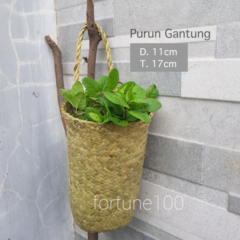 Cover Pot Purun Gantung / Pot Gantung Anyam / Coverpot Anyaman E05