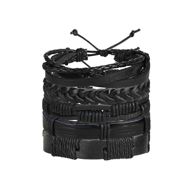 LRC Gelang Tangan Fashion Black Woven Beaded Mens K55506