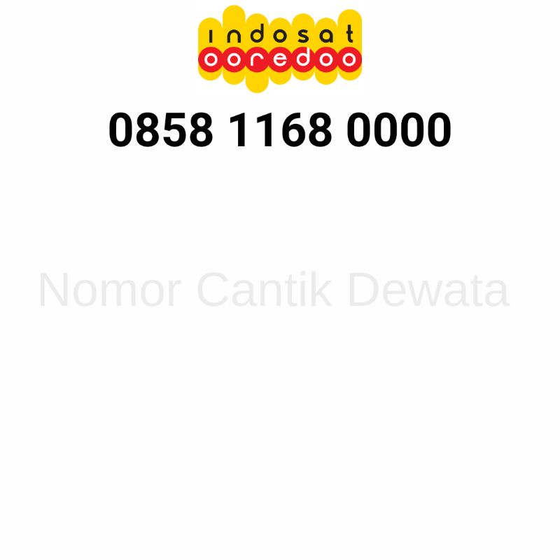 NOMOR CANTIK MENTARI  KARTU PERDANA INDOSAT NOMER CANTIK SERI KWARTER HOKY 168 0000
