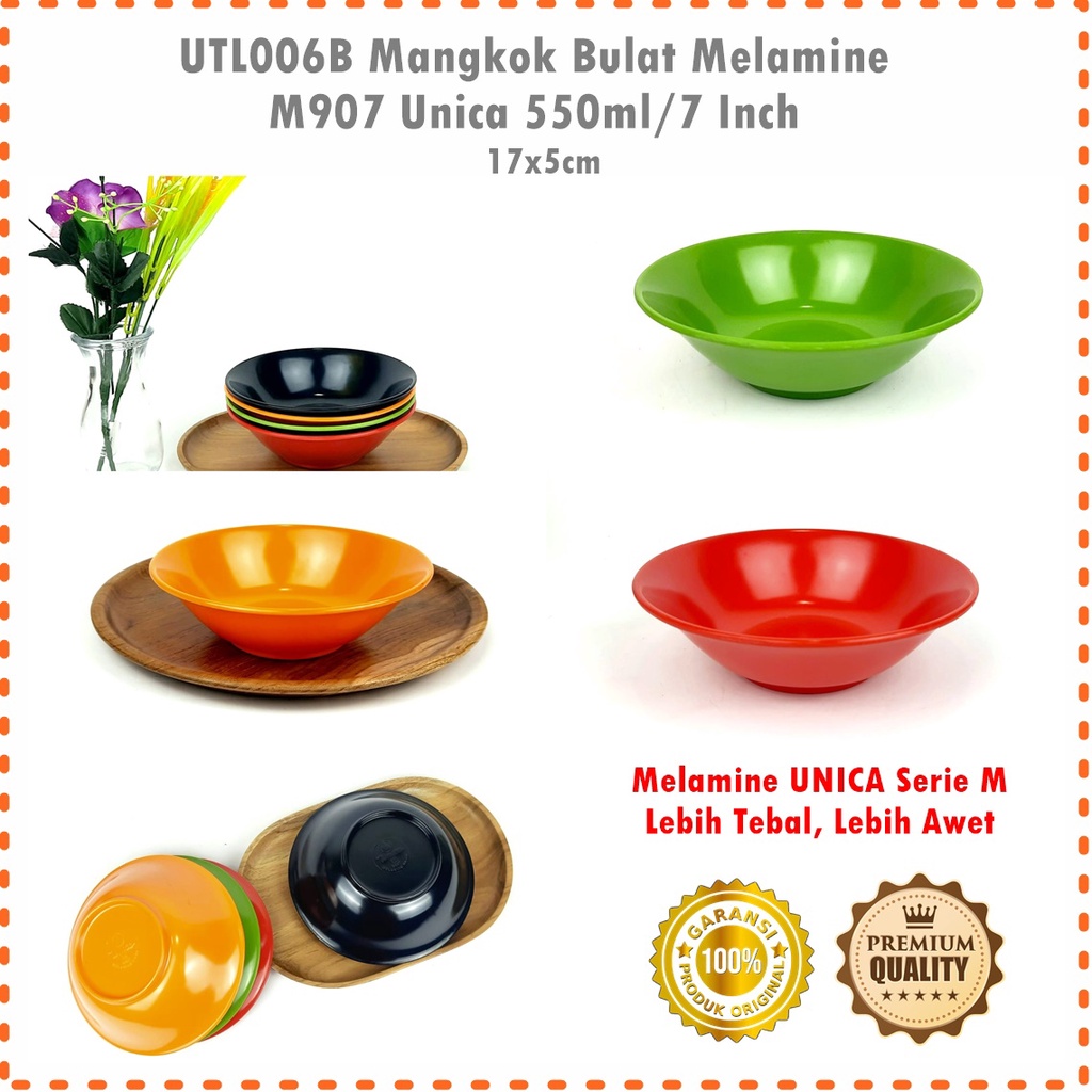 UTL006B Mangkok Bulat/Mangkok Mie Ayam Melamine M907 Unica 550ml/7Inch