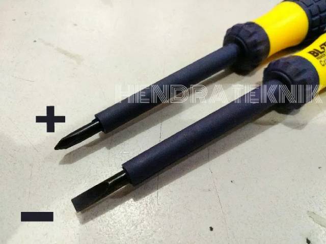 Obeng Tespen Screwdriver Test Pen AC Blitz 4&quot; (5x100mm) Gagang Karet