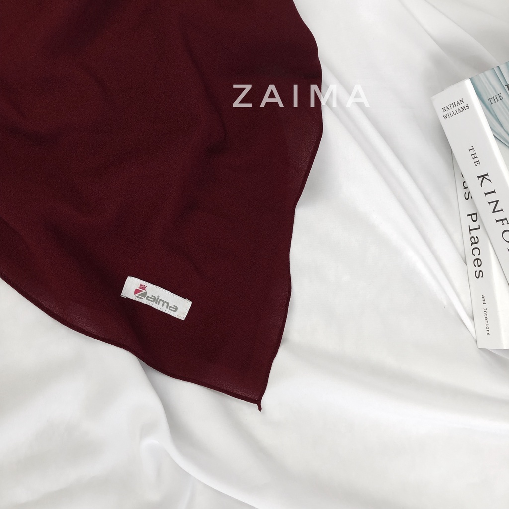 Pashmina Instan Pad Ped Jumbo Syar'i Lebar Tebal Panjang Diamond Crepe-Burgundy