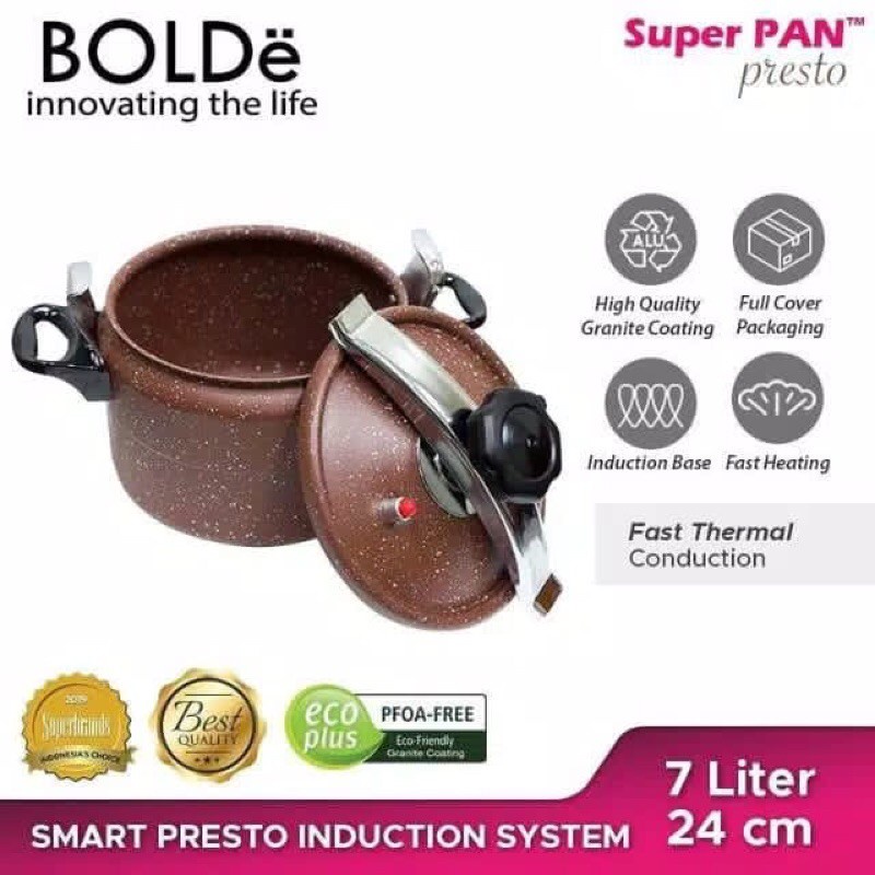 Panci Press Cooker BOLDe Super Pan Presto Cooker Granite 7 Liter 24 cm