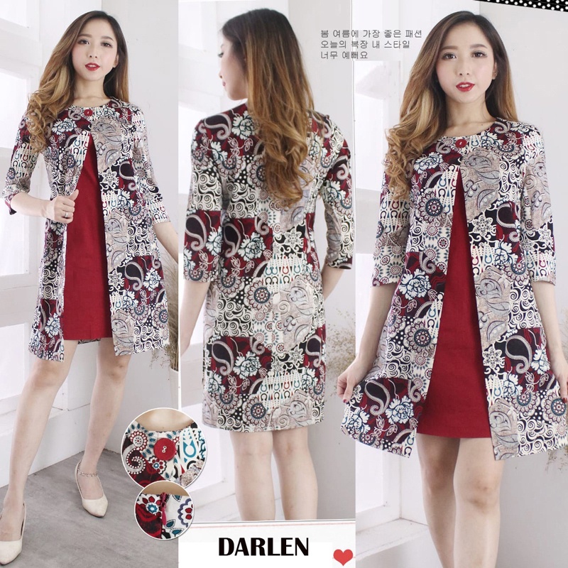 DARLEN DRESS STANDAR,JUMBO , L &amp; SUPER JUMBO - Dress Batik  Wanita Terusan Wanita