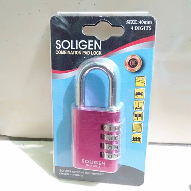 Gembok nomor 4 digit soligen 40mm