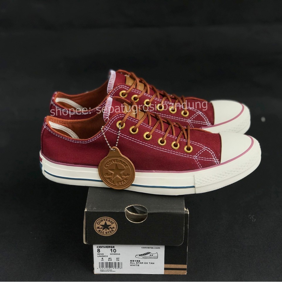 Sepatu Converse Premium Tali Tan Low Maroon