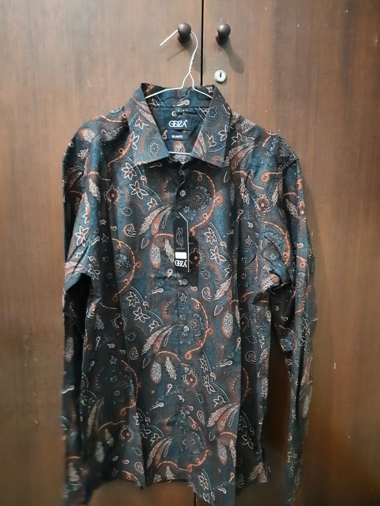 Odza Kemeja Batik Pria Ppbtk07 Wsa04 Lengan Panjang Modern Slim Fit Sogan Hem Pekalongan