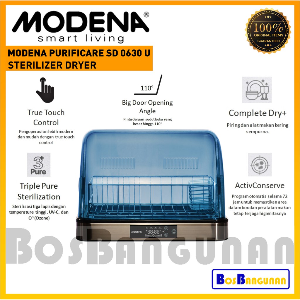 Sterilizer Dryer MODENA PURIFICARE SD 0630 U / Mesin Pengering Piring MODENA SD0630U Steril +UV-C