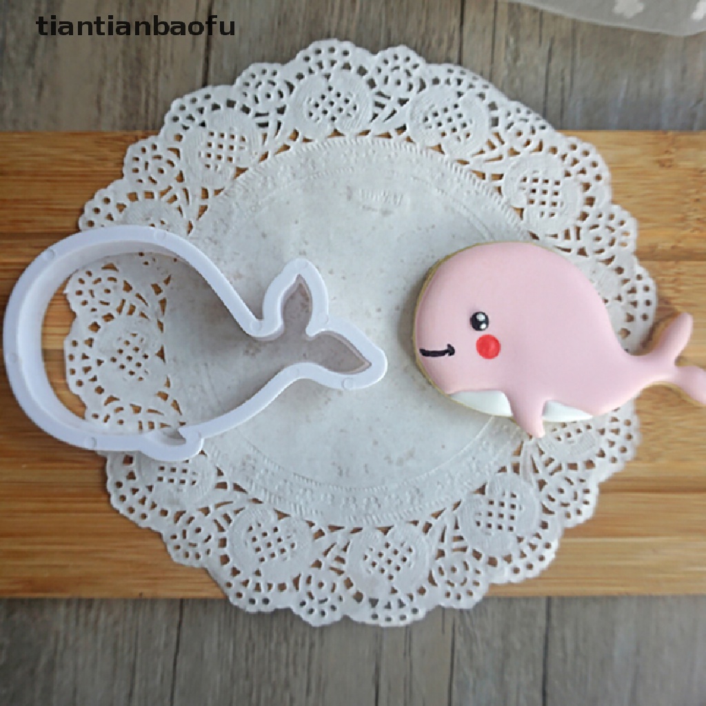 8pcs / set Cetakan Pemotong Kue / Biskuit Bentuk Hewan Laut Mini DIY