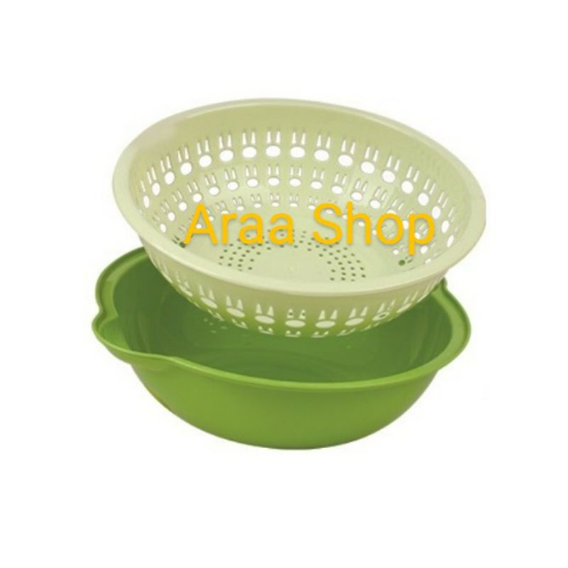 Tempat Cuci Sayur Buah GOLDEN SUNKIST TCSB 1053 / Tirisan Saringan Sayuran Buah Plastik Hijau