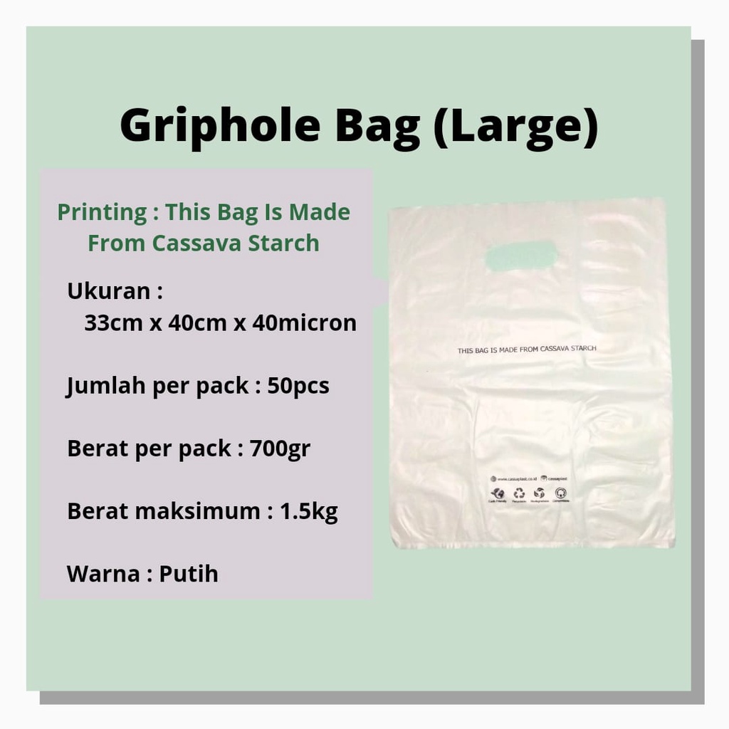 Jual Kantong Singkong Bioplastic Cassaplast Griphole Bag Large CASSAVA ...