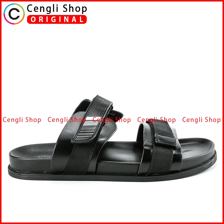 SANDAL CASUAL JIM JOKER PRIA ORIGINAL SLIDE KULIT BRANDED HITAM JJ13