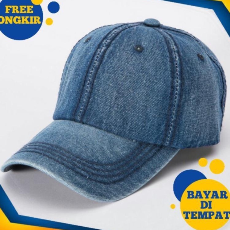 TOPI POLOS BAHAN JEANS BASEBALL DEWASA TOPI JEANS DENIM  BLUE KEKINIAN