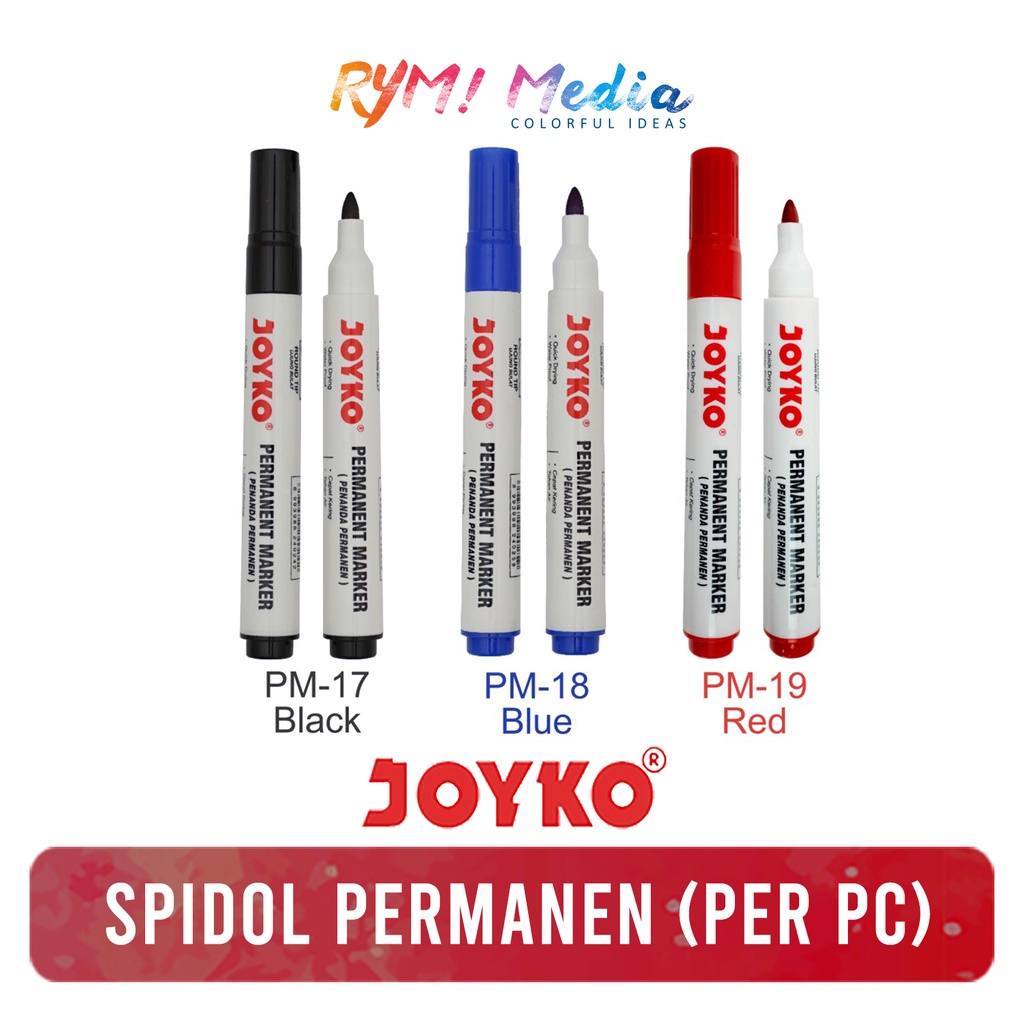 

JOYKO Spidol Permanen - Marker Permanent PM 17 PM 18 PM 19 Hitam Merah Biru 1 pcs PM-17 PM-18 PM-19