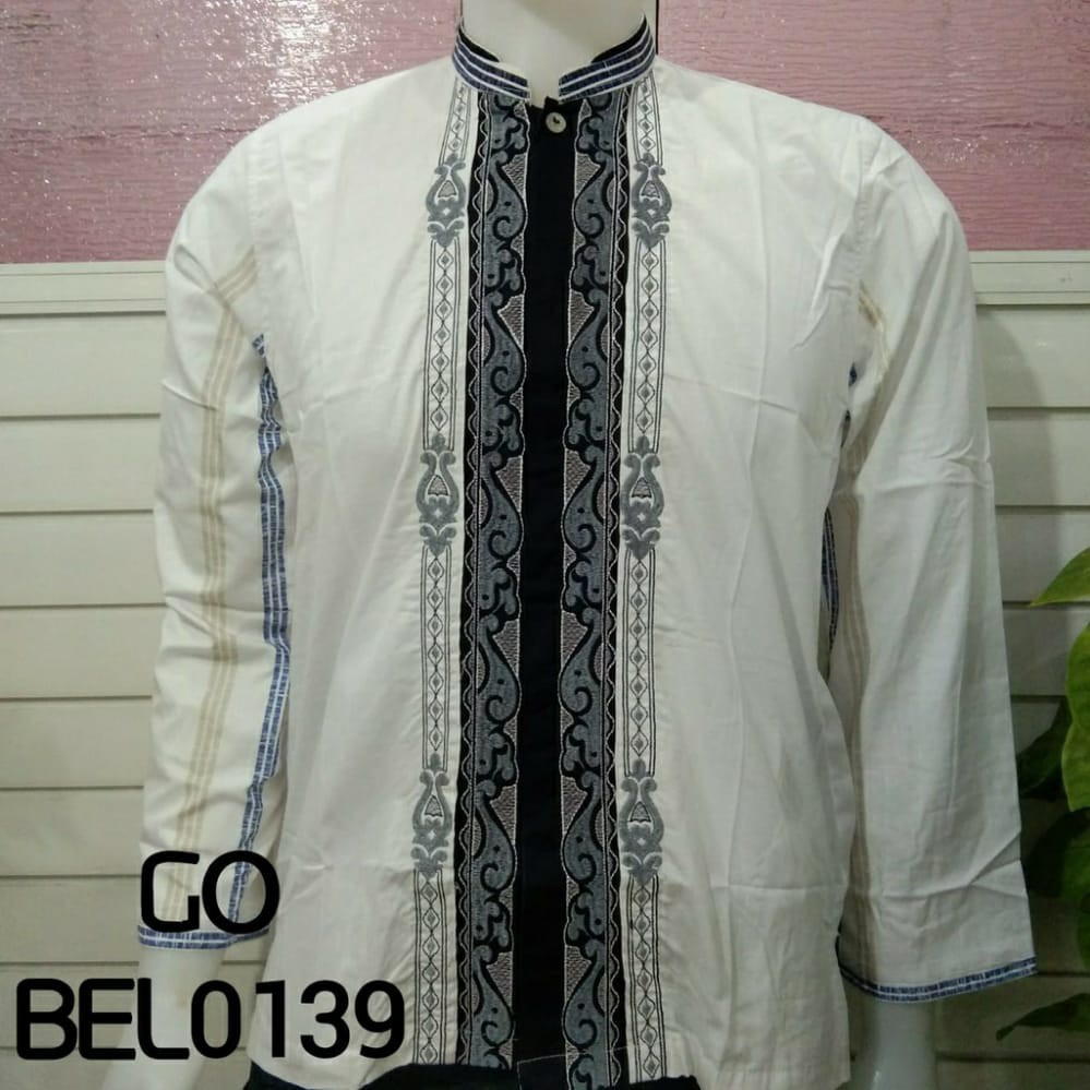 gos  TOPTEN KEMEJA KOKO Pakaian Pria Atasan Muslim Baju Koko Bihalal Katun Lengan Panjang Original