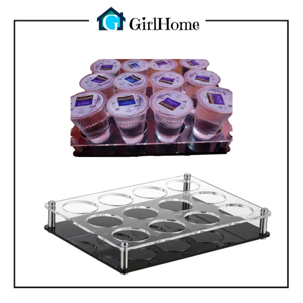 GH433639 Tray Aqua Gelas / Tempat Air Mineral Akrilik Black isi 12pc