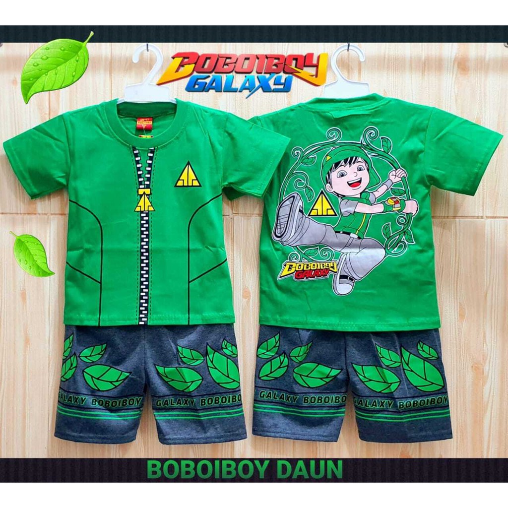 BAJU BOBOIBOY PAKAIAN ANAK LAKI-LAKI BERMOTIF BOBOIBOY AKAR STELAN GAMBAR BOBOIBOY DAUN