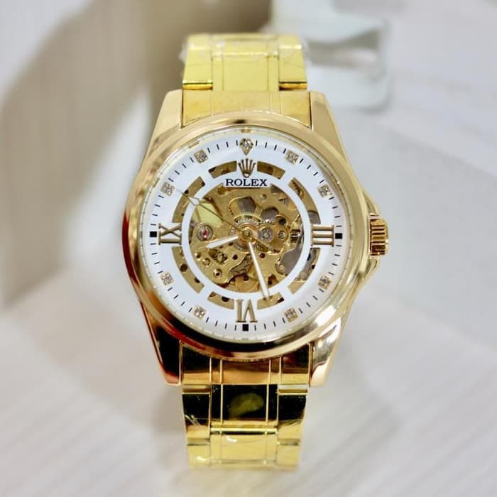 Jam Tangan Rolex Automatic Pria Gold - 3 Pilihan Warna Model Romawi