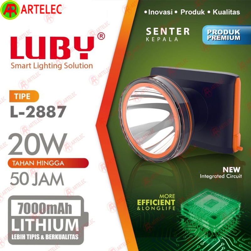 Senter Kepala LUBY L-2887 L / K | L2887-L cahaya putih / L2887-K cahaya kuning