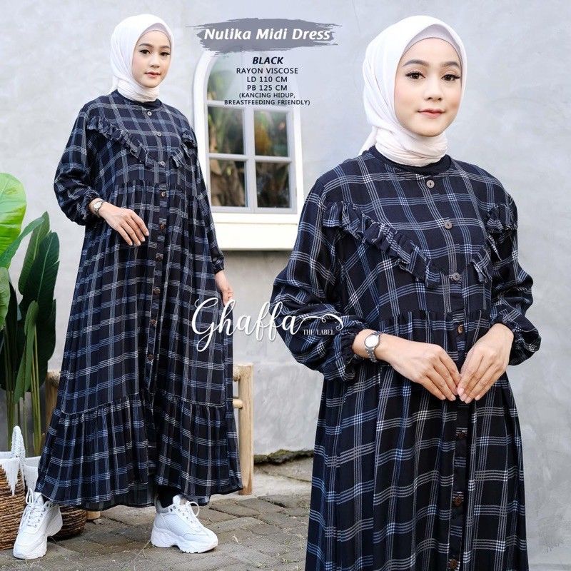 READY NULIKA MIDI BY GHAFFATHELABEL / MIDI DRESS / LONG TUNIK BY GHAFFA BUSUI LD 110