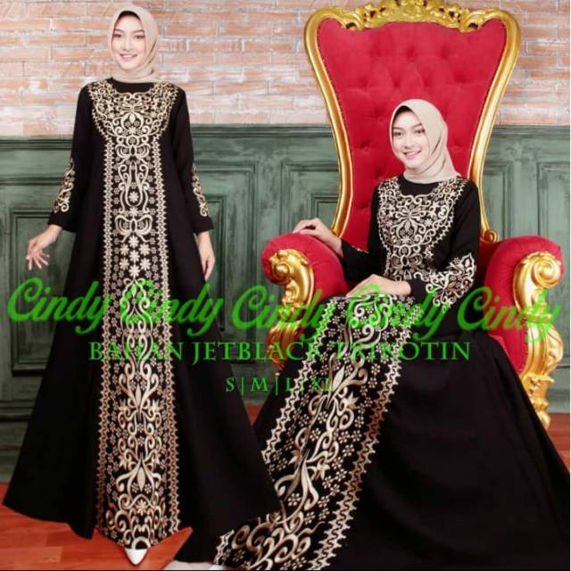 GAMIS ABAYA HITAM FULL BORDIR // GAMIS ABAYA EKSLUSIVE // GAMIS ABAYA ARAB ORI BORDIR CINDY