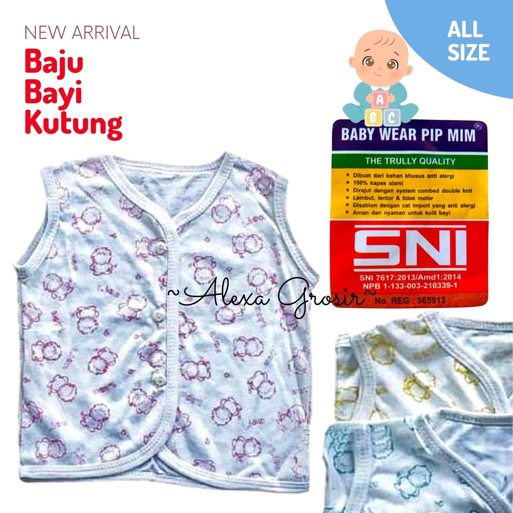 Kutung Baju Bayi Singlet New Born merk PIP MIM kualitas SNI halus lembut nyaman murah