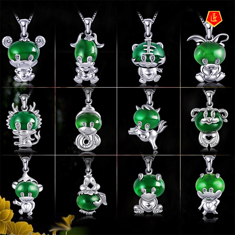 [Ready Stock]Zodiac Green Chalcedony Pendant Elegant Graceful