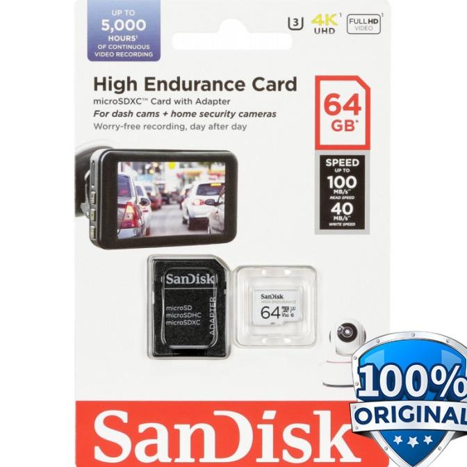 

SanDisk High Endurance microSDHC Card UHS-I Class 10 U3 64GB (100MB/s)