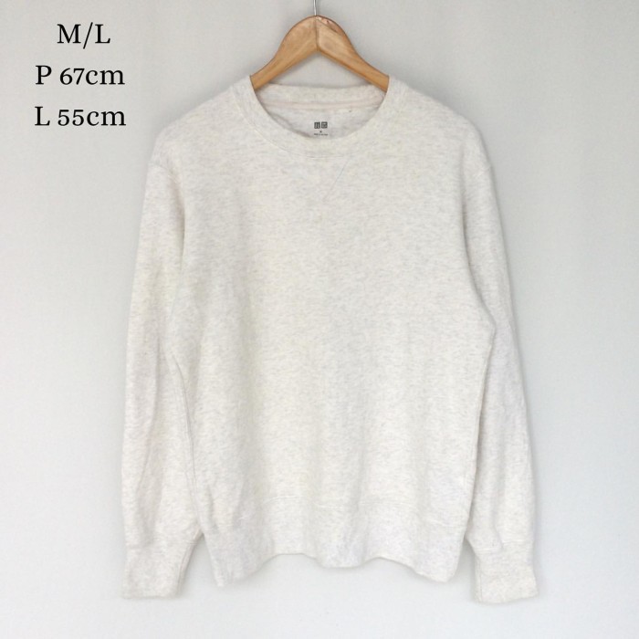 Crewneck UNIQLO Original Putih Tulang Off White Preloved Second Bekas