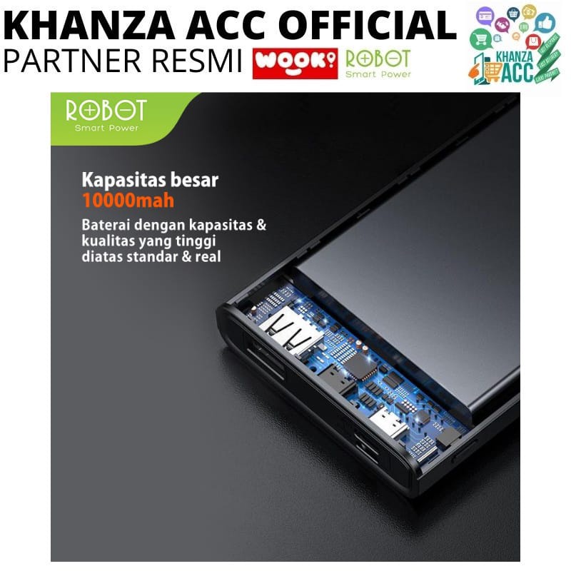 KHANZAACC Powerbank Robot RT190 10000mAh 2 USB Ports Power Bank