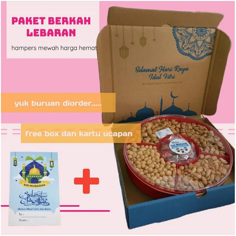 Paket mede 6 rasa mede 5 rasa toples bulat hampers kacang toples bundar hampers lebaran parcel ramadhan hampers ramadhan kacang mede