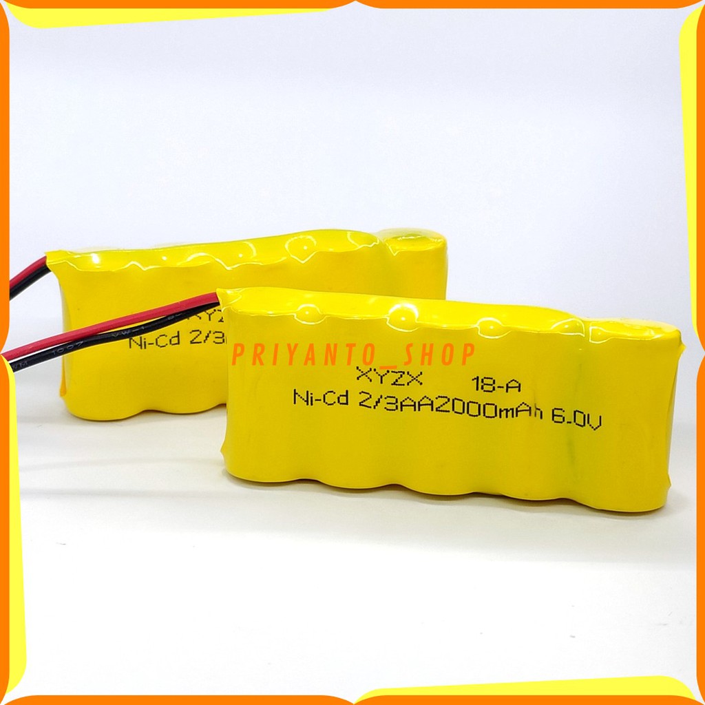 Baterai Bateray RC Ni-Cd 2/3 AA2000mAh 6.0V Socket Hitam isi 5