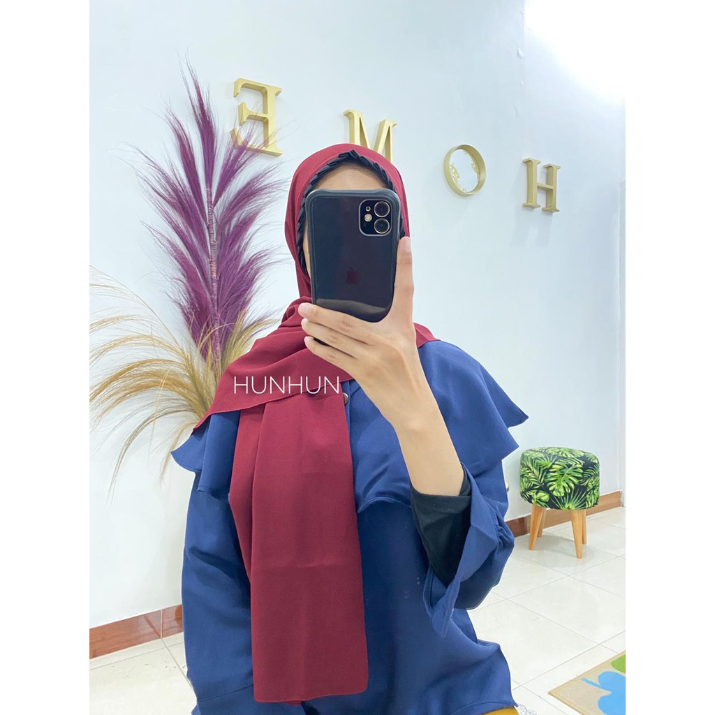 CANTIK KOMBI KCB PASHMINA TALI LIPIT INSTANT NON PED DIAMOND CREPE PREMIUM PASMINA PASTAN LIPIT-MARON L. HITAM
