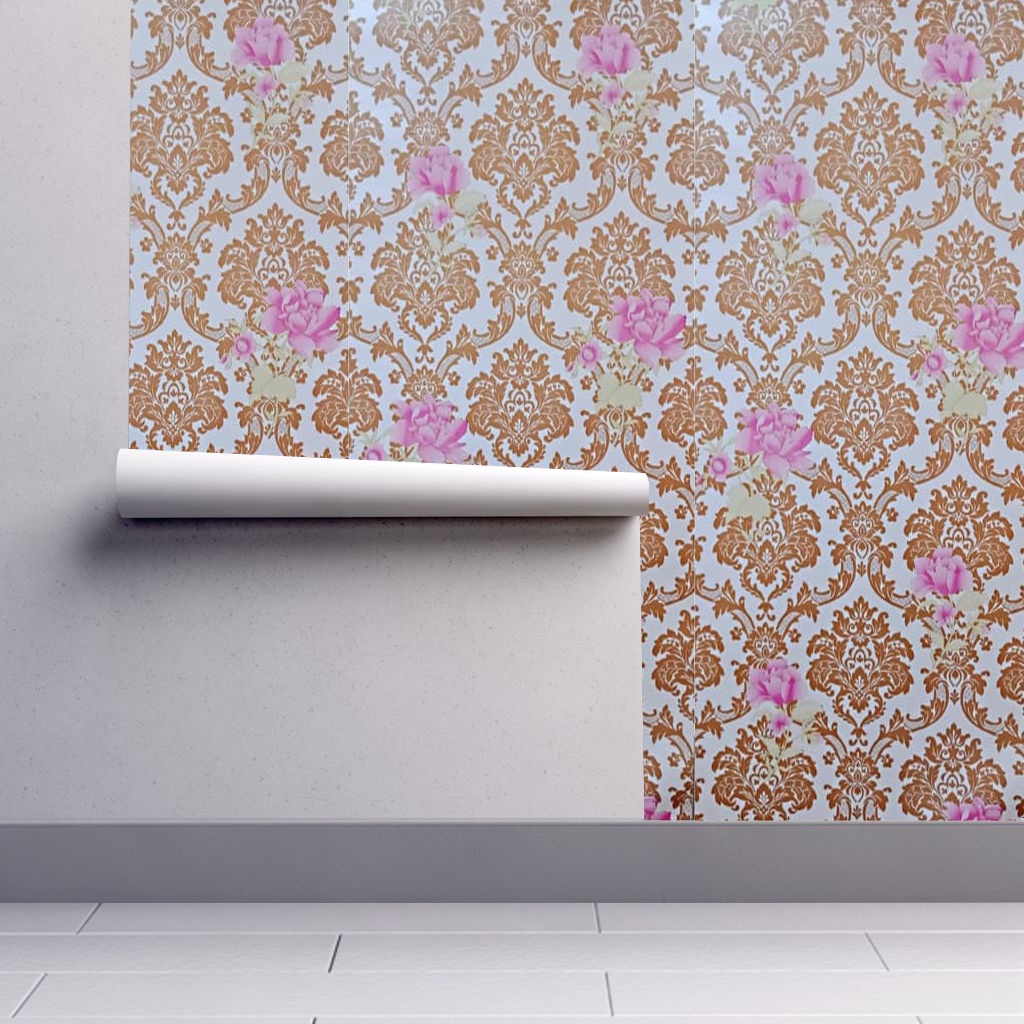 Wallpaper Dinding Ruang Tamu Wallpaper Stiker Dinding Rumah 45CMx10M / Wallpaper Dinding 3D Motif Bunga Batik-CY1054